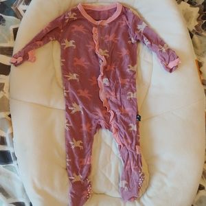 Kickee Pants button-up purple footie pajamas, 0-3